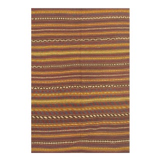 Mid Century Modern Geometric Vintage Turkish Kilim Flatweave Small Rug For Sale