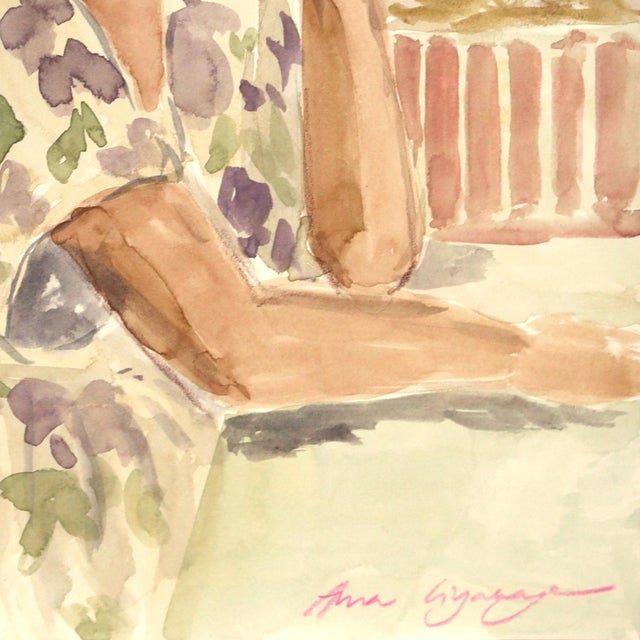 Shop Keeper - Original Abstract Feminine Watercolor Still Life Painting on Paper by Ama Liyanage For Sale In Los Angeles - Image 6 of 7