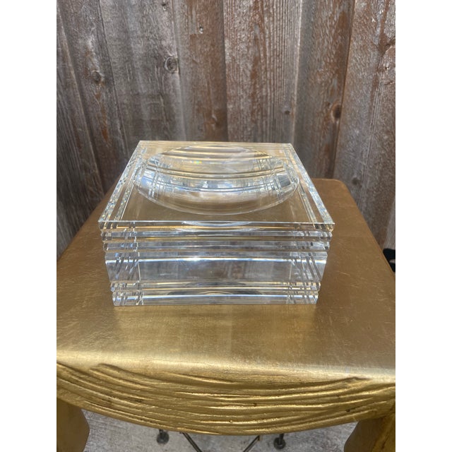 Hollywood Regency Tizo Clear Cut Crystal Bowl For Sale - Image 3 of 5