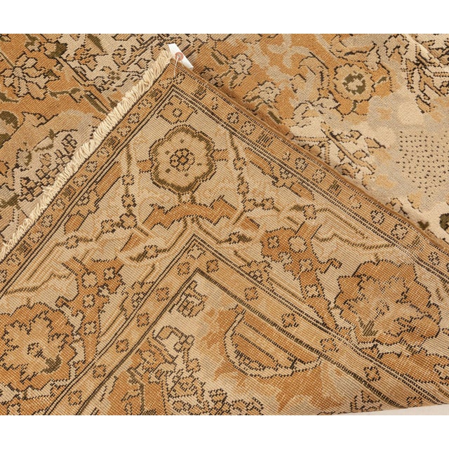 Brown Authentic 19th Century Indian Amritsar Brown and Beige Handwoven Wool Rug For Sale - Image 8 of 8