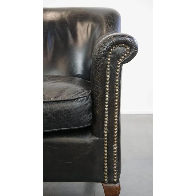 Black Grained Cowhide Armchair For Sale - Image 9 of 16