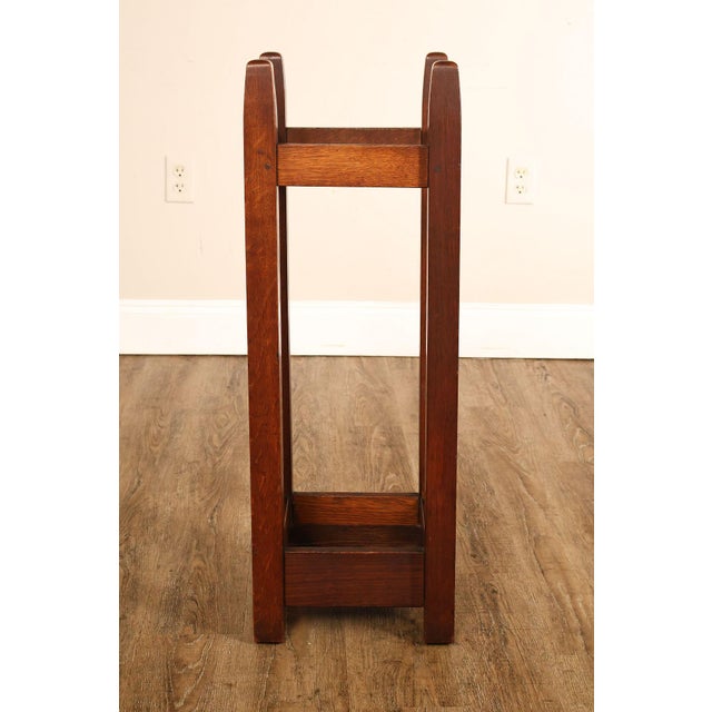 Brown Gustav Stickley Arts And Crafts Oak Umbrella Stand model #54 For Sale - Image 8 of 18