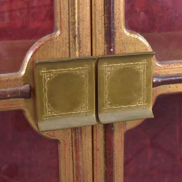 Wood 1970s Illuminated Gold Leaf Pagoda Cabinet For Sale - Image 7 of 8
