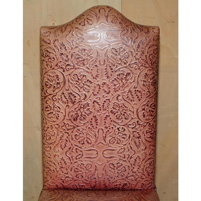 Modern Leather Embossed Dining Chairs, Set of 8 For Sale - Image 5 of 18
