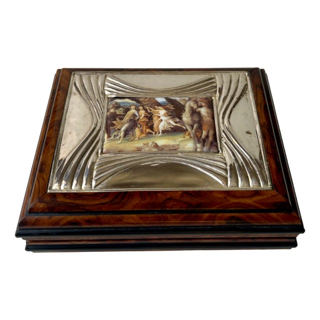 Vintage Spanish Jewelry Box in Sterling Silver and Porcelain by Lacado, 1970s For Sale