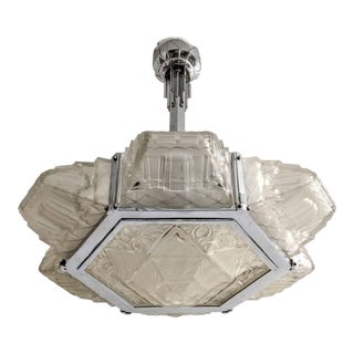 French Art Deco Pendant Chandelier by Hanots For Sale