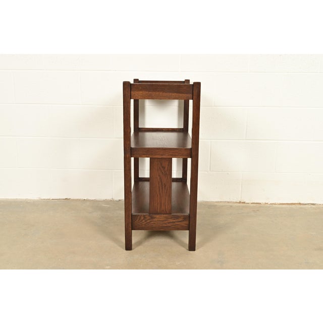 Lifetime Furniture Antique Mission Oak Arts and Crafts Bookcase or Magazine Rack, Circa 1910 For Sale - Image 10 of 12