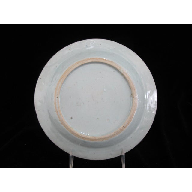 Antique Chinese Canton Blue Export Village Mountain Porcelain Plate 8 3/4" For Sale - Image 4 of 5