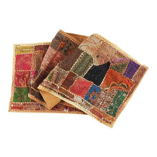 Hand Embroidered Beaded India Patchwork Runner or Wall Hanging For Sale