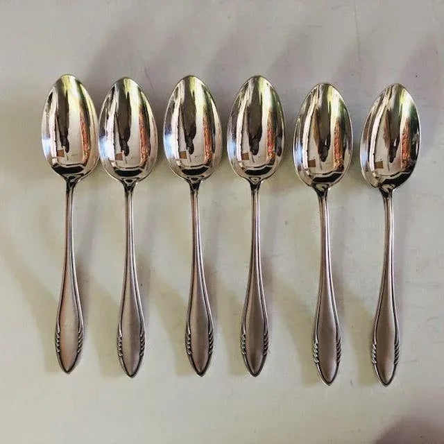 1990s Vintage Alekio Ms Silverplate Table Spoons- Set of 6 For Sale - Image 5 of 5