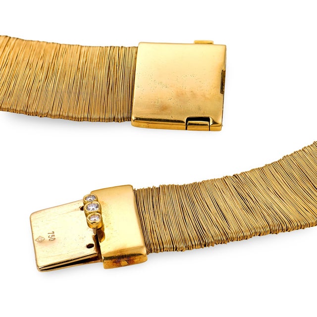 Vintage Diamond 18k Yellow Gold Flat Choker Necklace For Sale In Los Angeles - Image 6 of 6