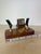 Mid-Century Brass & Walnut Perpetual Calendar Desk Set With Pen Holders For Sale In Seattle - Image 6 of 8