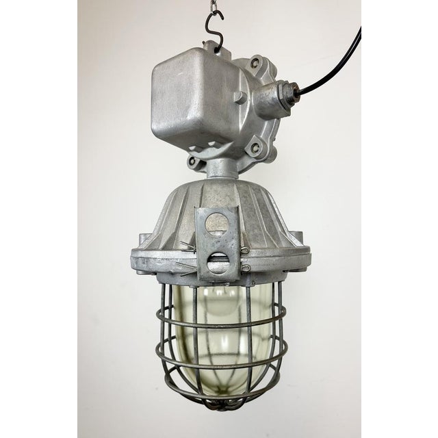 Large Industrial Cast Aluminum Cage Pendant Light, 1970s For Sale - Image 14 of 18
