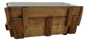 Vintage Industrial Coffee Table in Wooden Molds by Locomotive Factory in Martin, 1950
