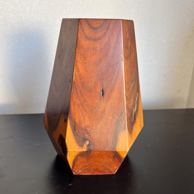 1943 Poston Arizona Camp Art Handcrafted Wood Hexagonal Vase For Sale - Image 9 of 12