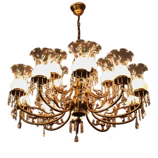 Fifteen-Arm Chandelier in Brass For Sale