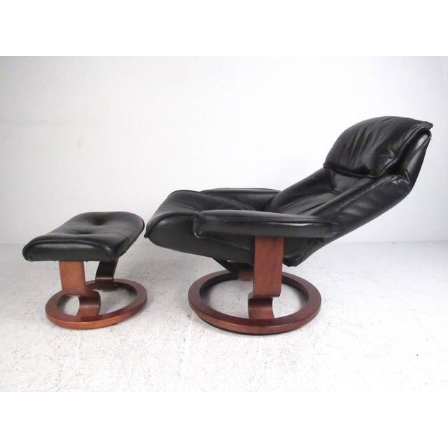 Danish Modern Leather Recliner Ottoman A Pair Chairish