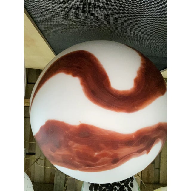 Contemporary Brown and Milky-White Sphere Pendant in Murano Glass For Sale - Image 6 of 6