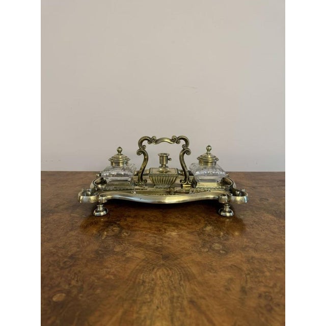 Late 19th Century Antique Victorian Brass Desk Set, 1880 For Sale - Image 5 of 6