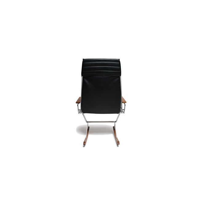 Gerald McCabe for Brown Saltman Steel and Walnut Mid-Century Rocking Chair, Attributed For Sale - Image 9 of 12