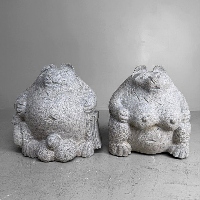 Shōwa Japanese Stone Tanuki, 1960, Set of 2 For Sale - Image 11 of 11