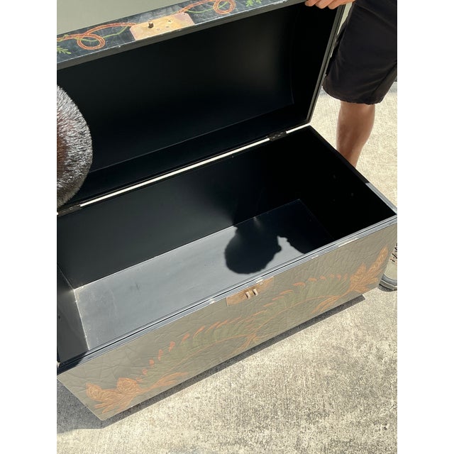 Vintage Crackle Finish Lounging Tiger Trunk For Sale - Image 10 of 12