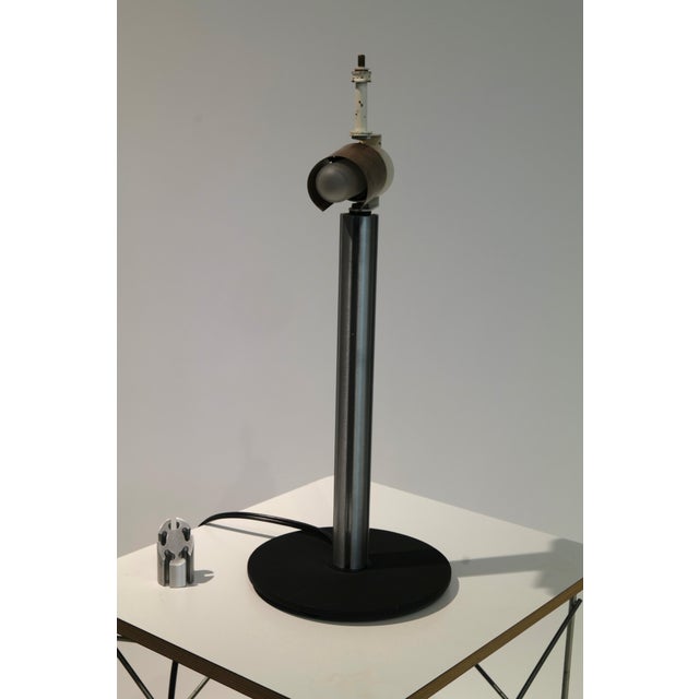 Postmodern Postmodern Table Lamp with Black Cone Shade and Brushed Aluminum Stem, 1980s For Sale - Image 3 of 13
