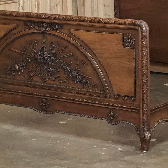 19th Century French Louis XVI Walnut Bed For Sale - Image 12 of 18