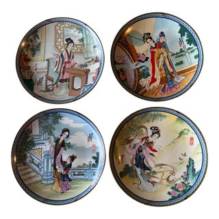1980s “Beauties of the Red Mansion” Imperial Jingdezhen Porcelain Plates - Set of 4 For Sale