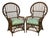 1970s Pair of Italian Ballon Back Rattan and Cane Wrapped Chairs For Sale