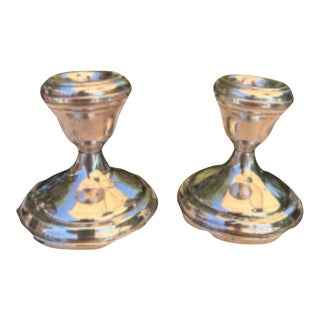 1950s A.S Co. Sterling Silver Short Candle Holders - Set of 2 For Sale