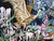 This oil on canvas artwork presents a vibrant interplay of color and form, featuring a dynamic composition of stylized...