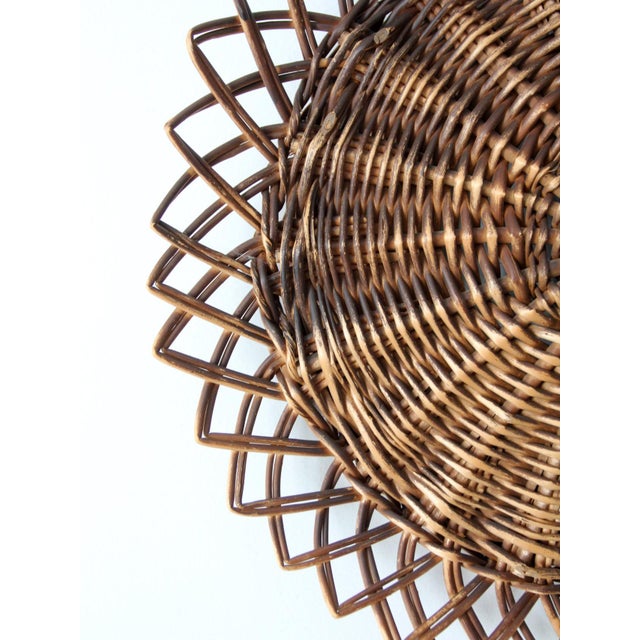 Wood Vintage Wicker Tray Wall Hanging For Sale - Image 7 of 11
