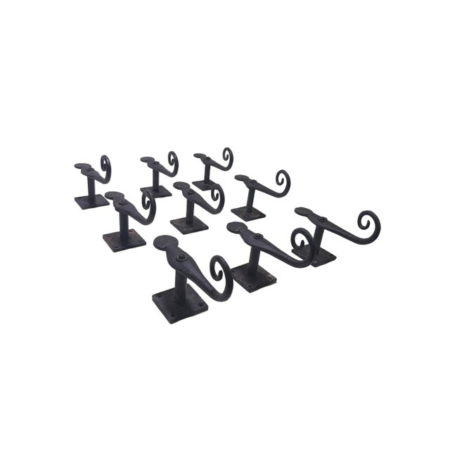 Spanish Vintage Hand-Forged Cast Iron Shutter Stops or Latches, Set of 9 For Sale - Image 3 of 7
