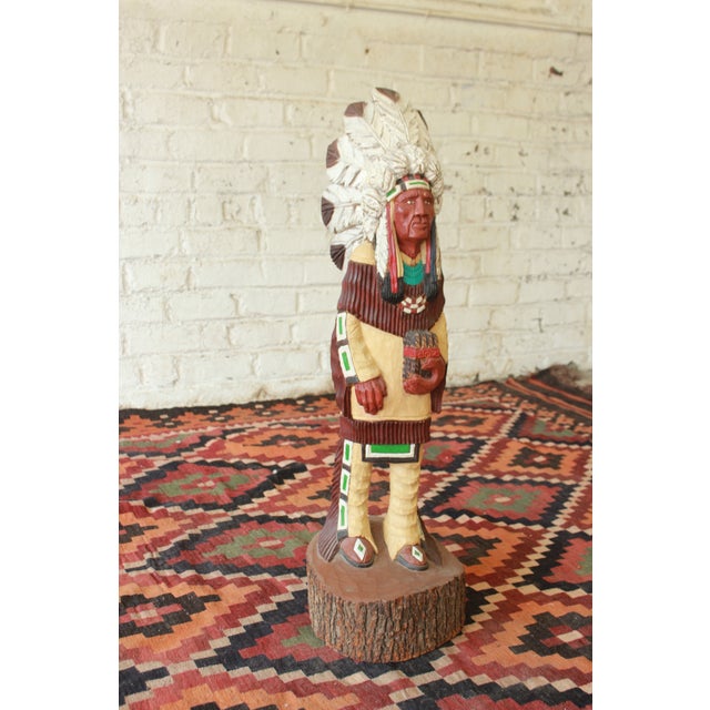 Carved Wood Cigar Store Native American Style Figure Statue Chairish