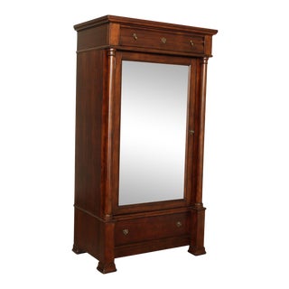 Bassett Empire Style Cherry Mirror Door Armoire For Sale