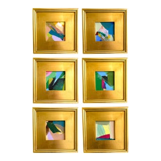 "Rainbow Prisms" Curated Set of 6 Framed Mini Paintings by Jessalin Beutler For Sale