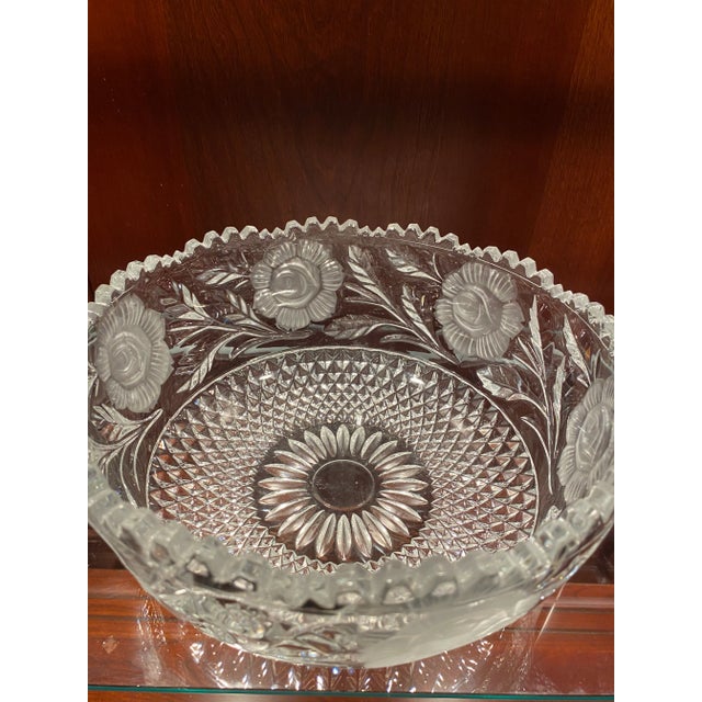 Glass American Brilliant Period (Abp) Late 1800’s-Early 1900’. Rare & Stunning Hand Cut Crystal Bowl For Sale - Image 7 of 11
