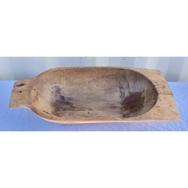 Wood Antique Hand-Hewn Fruitwood Trog or Dough Bowl For Sale - Image 7 of 7