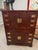Vintage Maitland and Glascoe Style Chinoiserie Parquet Bamboo Bar Cabinet For Sale - Image 4 of 6