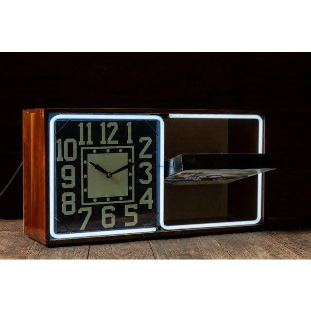 Mid 20th Century Vintage Neon Revolving Advertising Clock by Electric Ad Clock For Sale - Image 5 of 13