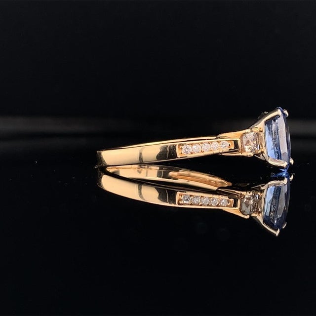 Diamond Blue Sapphire Ring 14k Gold Women 1.67 TCW Certified, Size 6.25 For Sale In New York - Image 6 of 8