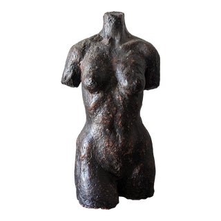Vintage Cast Terracotta Nude Torso For Sale