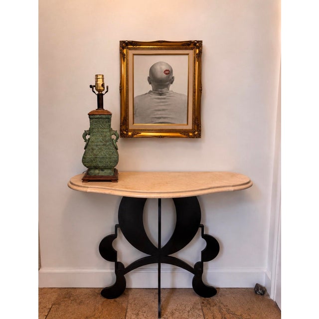 Bronze Vintage Chinese Bronze Lamp on Wood Base For Sale - Image 8 of 10