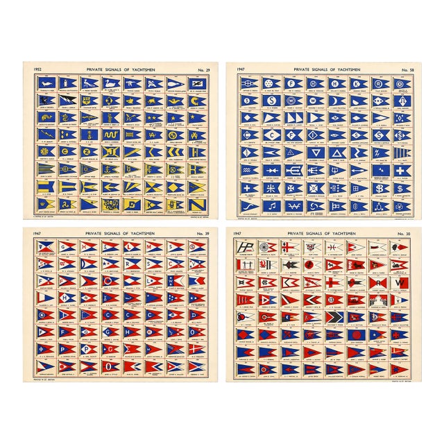 Original Lloyd's Register of Yachts "Private Signals of Yachtsmen" Reference Pages – Set of 4 – Year 1947 Group G For Sale