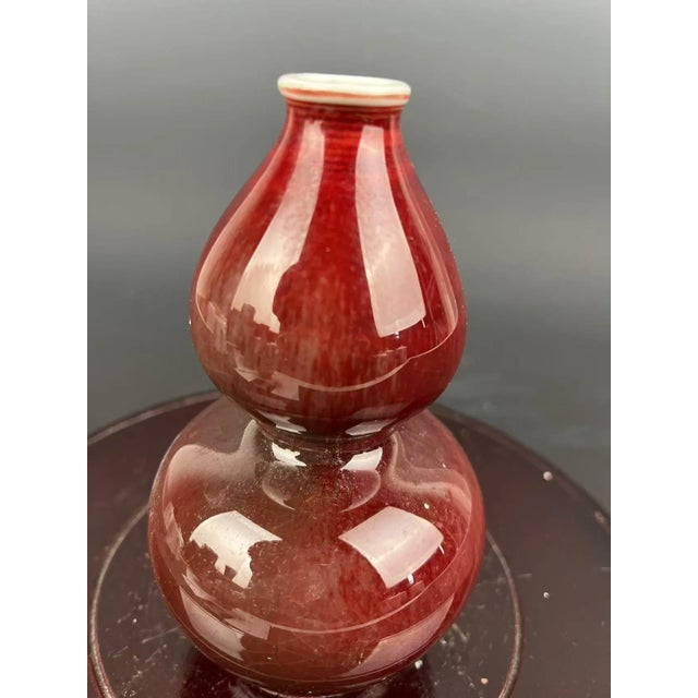 Chinese Vintage Porcelain Vase Old Porcelain Factory Flambé Glaze Porcelain Double-Gourd Vase For Sale - Image 4 of 5