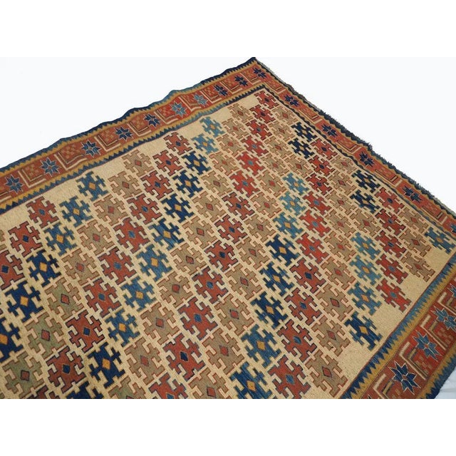 Vintage Tribal Nomadic Caucasian Soumak Sumakh Kilim Rug, 1950s For Sale - Image 6 of 13