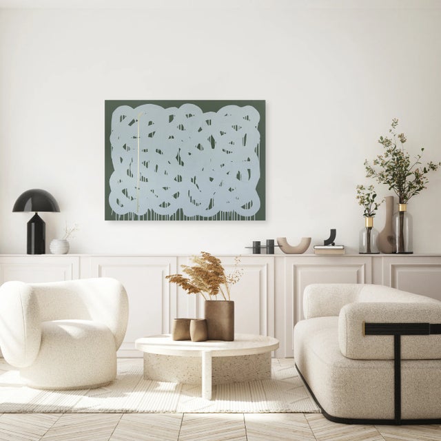 Green Fruity Ramen Alchemy: Lead to Gold - Green Minimalist Abstract Original Artwork by Jason DeMeo For Sale - Image 8 of 9