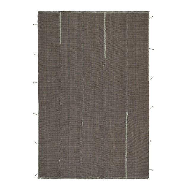 Gray 2010s Rug & Kilim’s Contemporary Kilim in Gray With Sky Blue and Brown Accents For Sale - Image 8 of 8