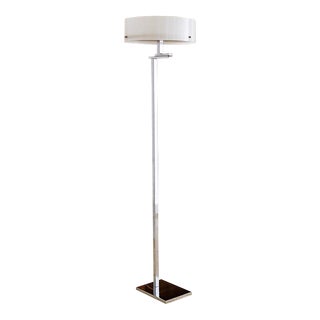 Mid-Century Modern Adjustable Chrome Floor Lamp With Acrylic Shade For Sale